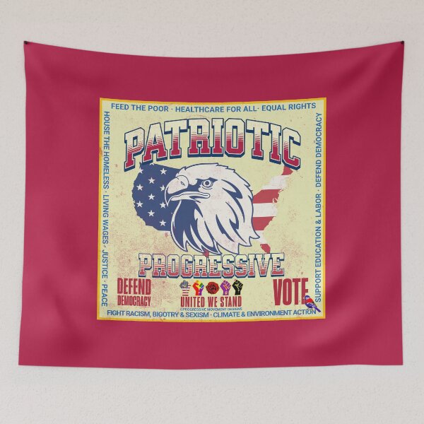 Item preview, PMD00912 Progressive Movement Designs vintage patriotic American eagle design shows you support democracy progressive goals for Progressives Democrats Independents Liberals designed and sold by ProgressiveLeft.