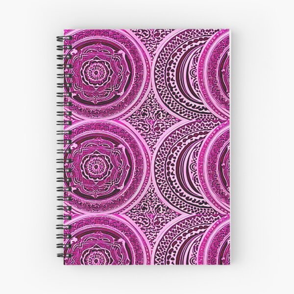 Item preview, Pink and white mandala swirl linograph folk art designed and sold by Earth Nature Creations.