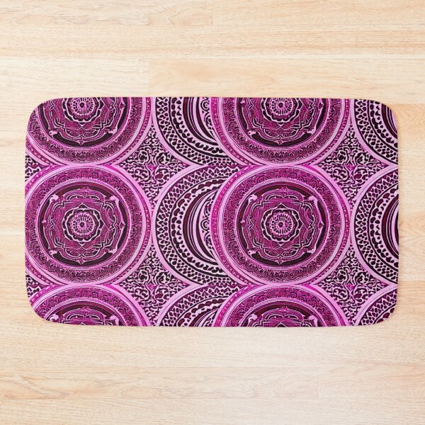 Item preview, Pink and white mandala swirl linograph folk art designed and sold by Earth Nature Creations.