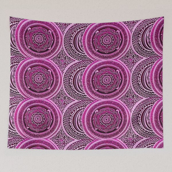 Item preview, Pink and white mandala swirl linograph folk art designed and sold by Earth Nature Creations.