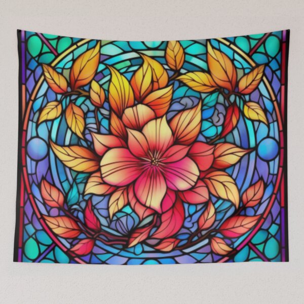 Item preview, Light Blossoms: A Stained Glass That Enhances with Delicate Floral Forms designed and sold by RetroRevivals.