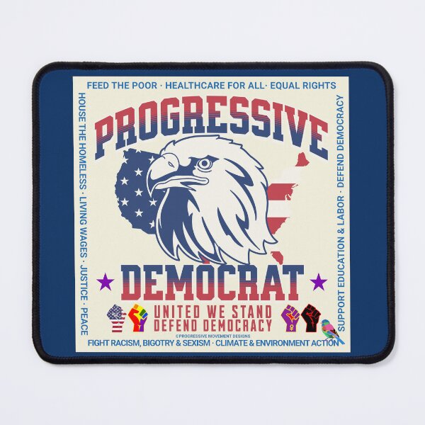 Artikelvorschau, PMD00914 Progressive Movement Designs patriotisches amerikanisches Flaggenadler-Design zeigt, dass Sie die Demokratie unterstützen, progressive Ziele für Progressive, Demokraten, Unabhängige, Liberale entworfen und verkauft von ProgressiveLeft.