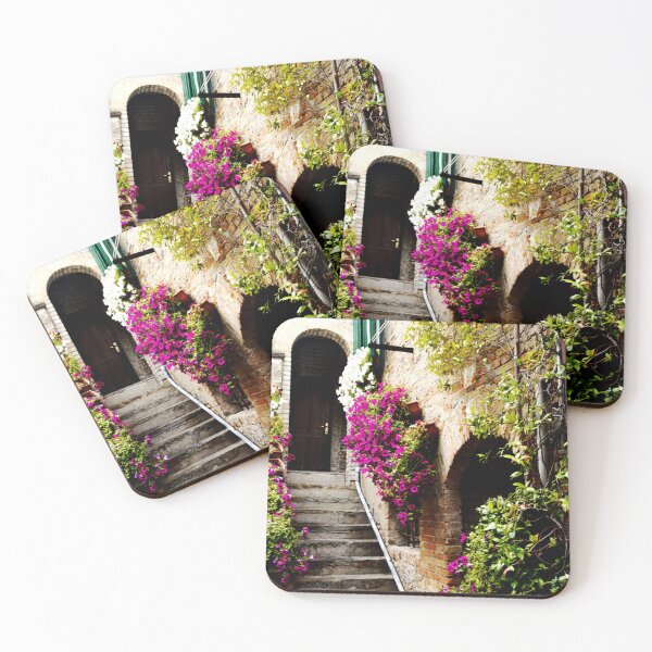 Item preview, Italian stone house full of colorful flowers designed and sold by Michaelerch.