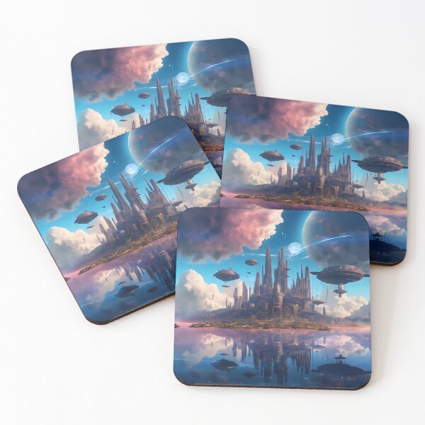 Item preview, Celestial City: A Surreal Landscape of Futuristic Architecture and Lights Reflected in the Waters designed and sold by InsaneLEDP.
