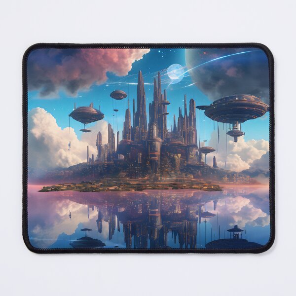 Item preview, Celestial City: A Surreal Landscape of Futuristic Architecture and Lights Reflected in the Waters designed and sold by InsaneLEDP.