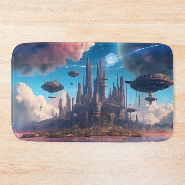 Item preview, Celestial City: A Surreal Landscape of Futuristic Architecture and Lights Reflected in the Waters designed and sold by InsaneLEDP.