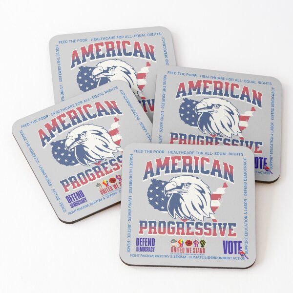 Item preview, PMD00916 Progressive Movement Designs patriotic American flag eagle design shows you support democracy progressive goals for Progressives Democrats Independents Liberals designed and sold by ProgressiveLeft.