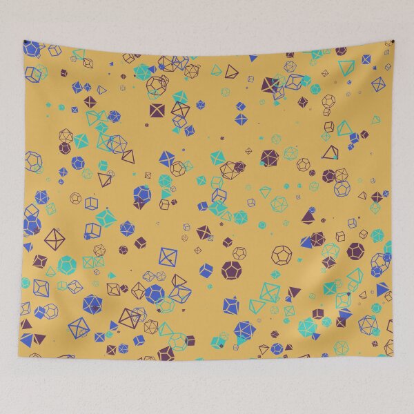 Item preview, Dice Hoard - Yellow background with Blue, teal and mauve dice designed and sold by AvengingSassy.
