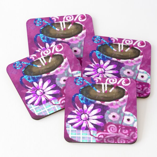 Item preview, Colorful Abstract Whimsical Cup of Coffee Folk Art designed and sold by oceanlady65.