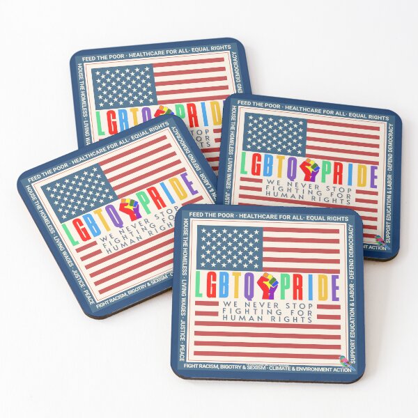 Item preview, PMD00919 Progressive Movement Designs patriotic American flag LGBTQ Pride design shows you support democracy progressive goals for Progressives Democrats Independents Liberals designed and sold by ProgressiveLeft.