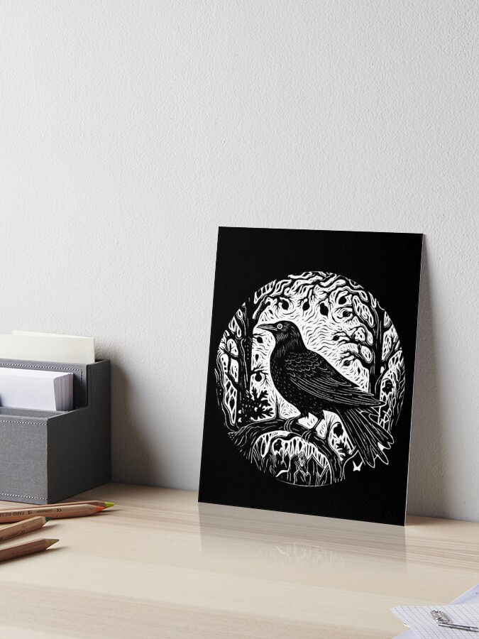 Crow Lino buying cut print / Raven / animal art / Linoprint