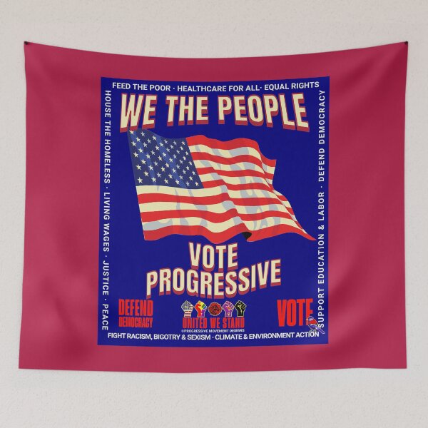 Item preview, PMD00921 Progressive Movement Designs patriotic American flag design shows you support democracy progressive goals for Progressives Democrats Independents Liberals designed and sold by ProgressiveLeft.