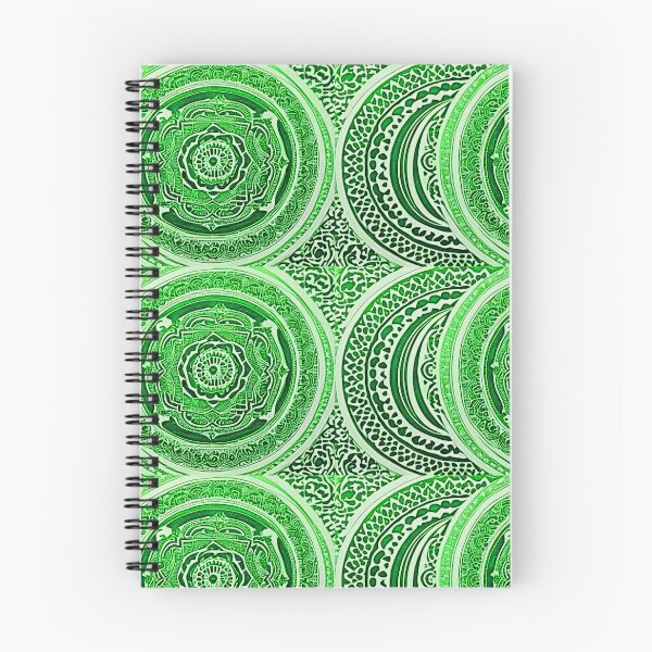 Item preview, Green and white mandala swirl linograph folk art designed and sold by Earth Nature Creations.