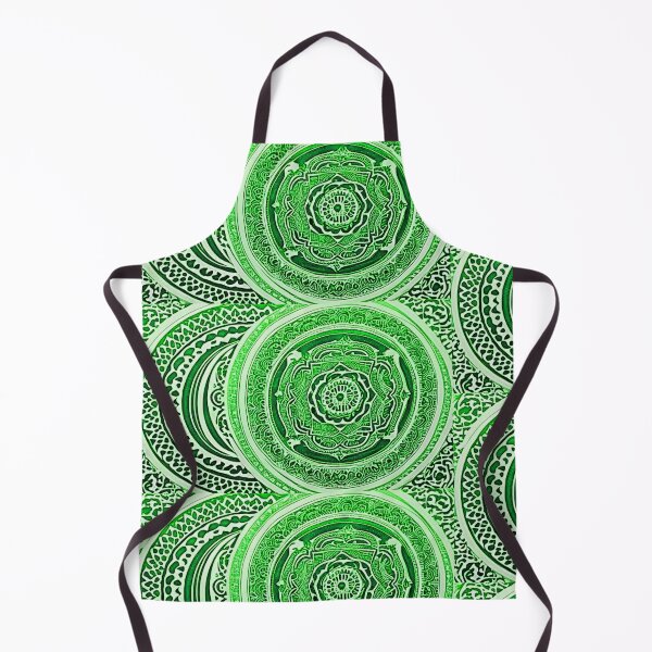 Item preview, Green and white mandala swirl linograph folk art designed and sold by Earth Nature Creations.