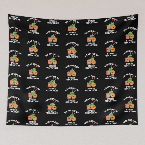 Item preview, Weapons Of Stress Reduction Funny Knitting Puns (Dark BG) designed and sold by punnybone.