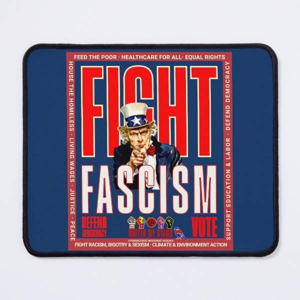 Artikelvorschau, PMD00924 Progressive Movement Designs patriotisches amerikanisches Kampf-Faschismus-Design zeigt, dass Sie die Demokratie unterstützen, progressive Ziele für Progressive, Demokraten, Unabhängige, Liberale entworfen und verkauft von ProgressiveLeft.
