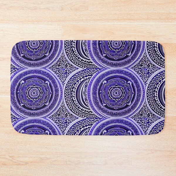 Item preview, Purple and white mandala swirl linograph folk art designed and sold by Earth Nature Creations.