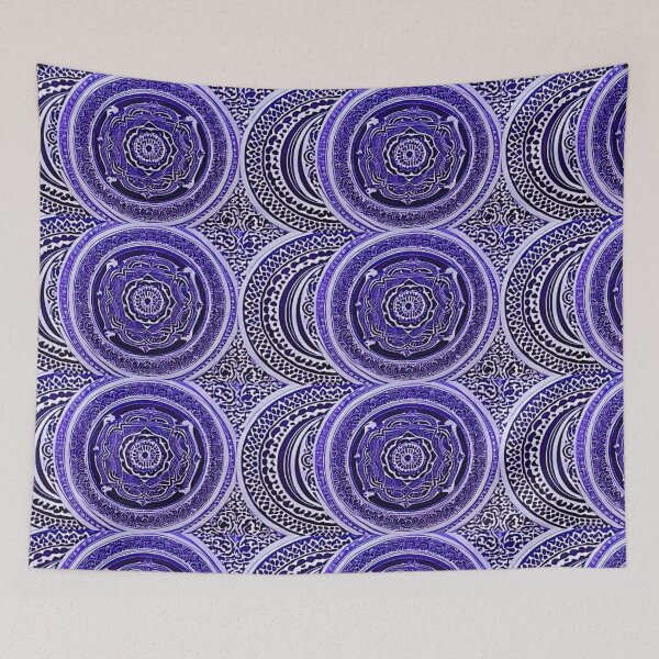 Item preview, Purple and white mandala swirl linograph folk art designed and sold by Earth Nature Creations.