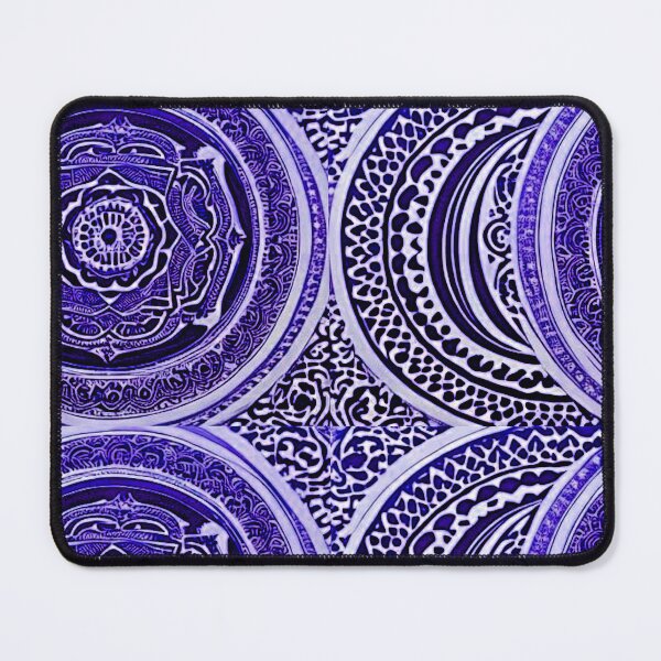 Item preview, Purple and white mandala swirl linograph folk art designed and sold by Earth Nature Creations.