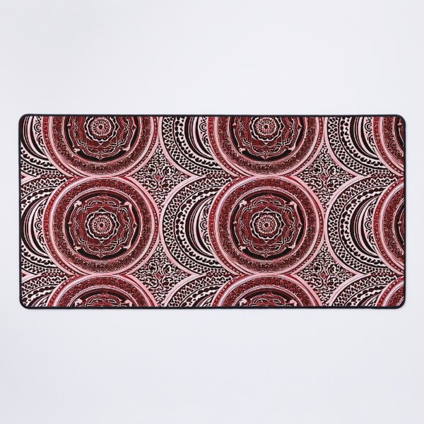 Item preview, Red and white mandala swirl linograph folk art designed and sold by Earth Nature Creations.