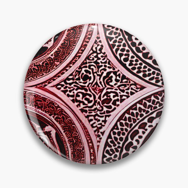 Item preview, Red and white mandala swirl linograph folk art designed and sold by Earth Nature Creations.