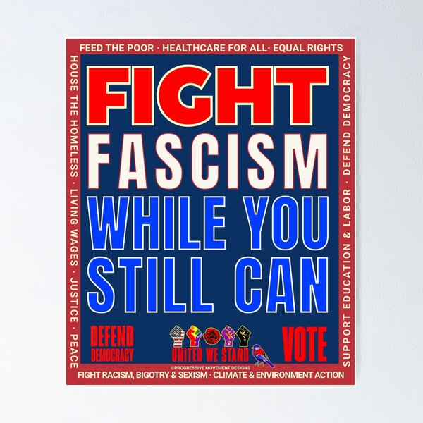 Item preview, PMD00926 Progressive Movement Designs patriotic American fight fascism design shows you support democracy progressive goals for Progressives Democrats Independents Liberals designed and sold by ProgressiveLeft.