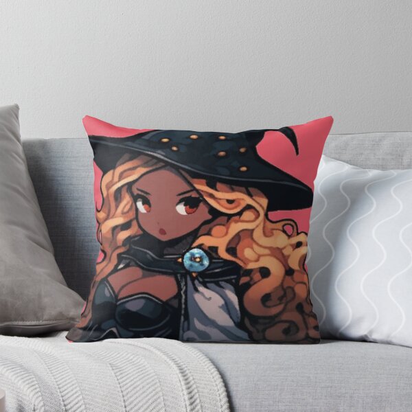Aperçu de l'œuvre Sorcière aux cheveux blonds avec un chapeau noir et une cape avec une broche bleue créée et vendue par SnackyChunk.