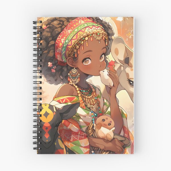 Item preview, Wild Harmony - African Woman with Animal Companions - Charming Anime Illustration designed and sold by Newborninfant.