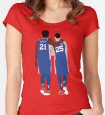 Ben Simmons and Joel Embiid Women's Fitted Scoop T-Shirt