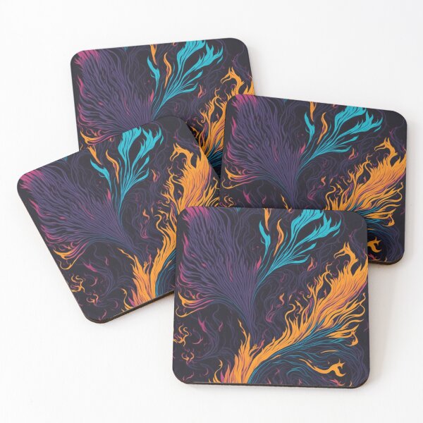 Item preview, Neon Flame Batik: Futuristic Chromatic Waves on Black designed and sold by cocomikozza.