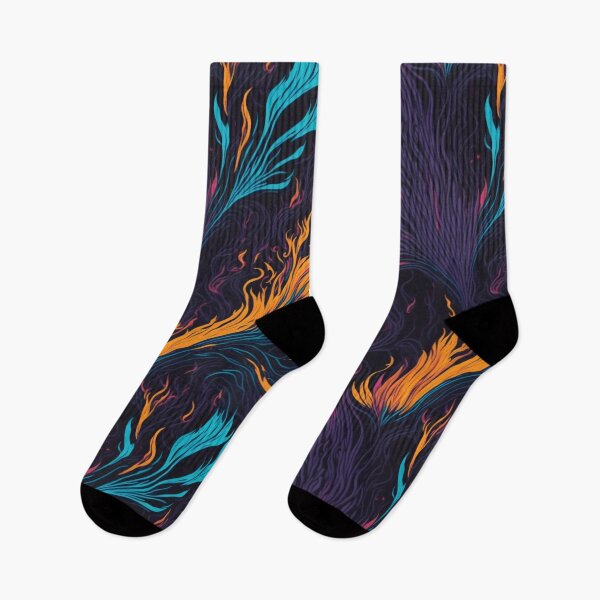 Item preview, Neon Flame Batik: Futuristic Chromatic Waves on Black designed and sold by cocomikozza.