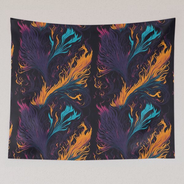 Item preview, Neon Flame Batik: Futuristic Chromatic Waves on Black designed and sold by cocomikozza.