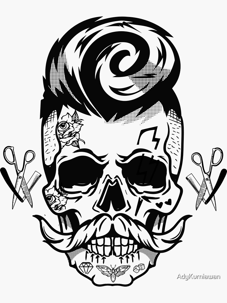 Skull Hairdresser Tattoo Art Poster Banner Flag Barber Shop Wall Decor  Painting | eBay