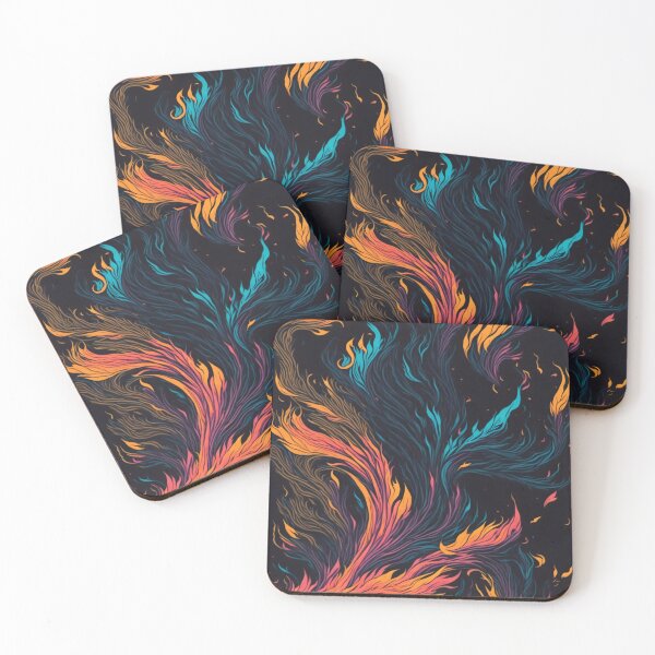 Item preview, Neon Flame Batik: Futuristic Chromatic Waves on Black Background designed and sold by cocomikozza.