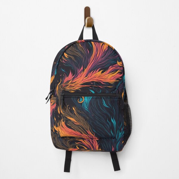 Item preview, Neon Flame Batik: Futuristic Chromatic Waves on Black Background designed and sold by cocomikozza.
