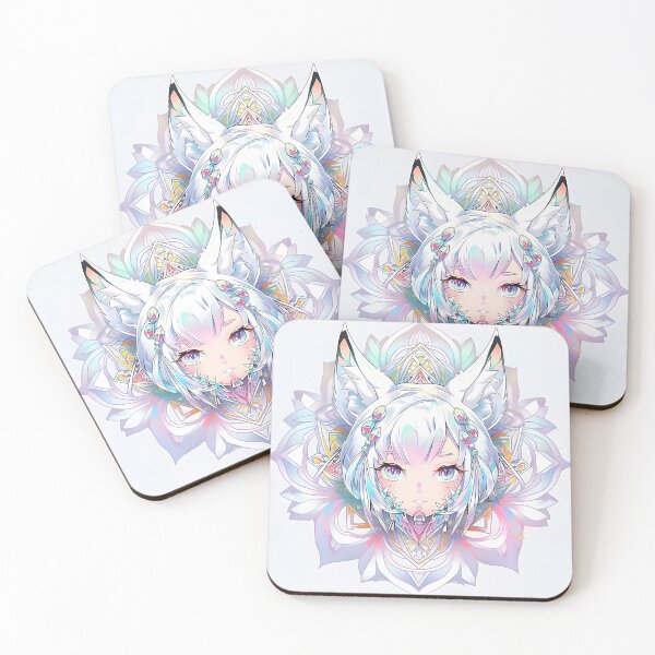 Item preview, White Fox Girl in Silver Mandala designed and sold by Newborninfant.