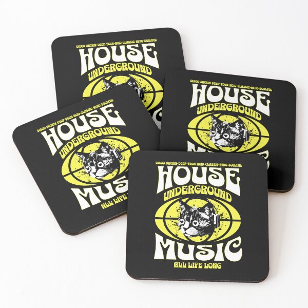 Item preview, HOUSE MUSIC  - Underground Cat (White/Yellow)  designed and sold by Discothreadz.