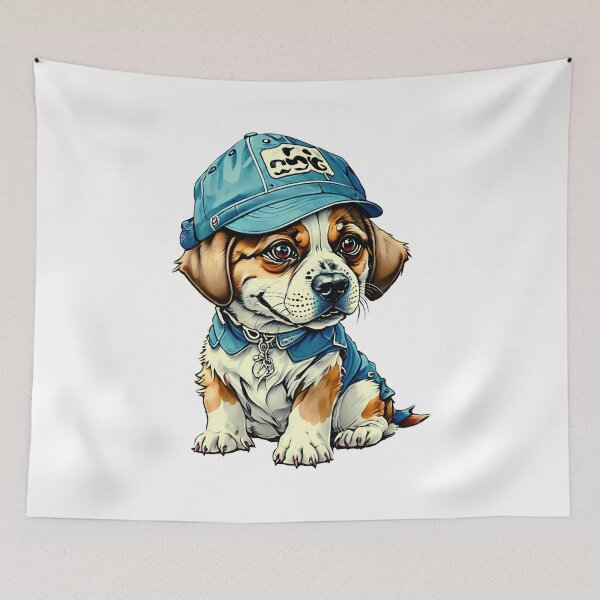Artikelvorschau, Hundewelpe mit Jeans Cap,  entworfen und verkauft von Time4Space.