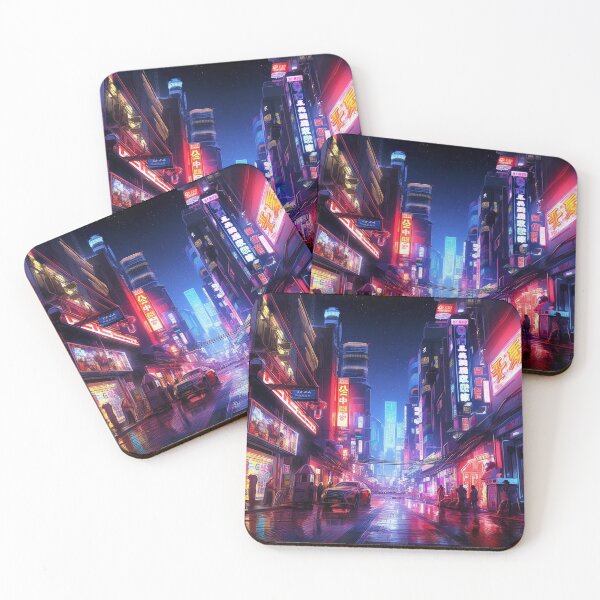 Item preview, rainy night cityspace tokyo street  designed and sold by packbarbara.