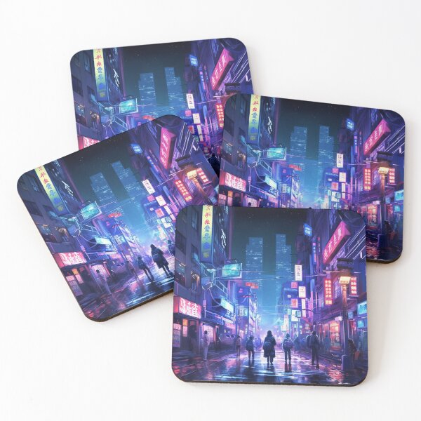 Item preview, cityspace rainy night tokyo street  designed and sold by packbarbara.
