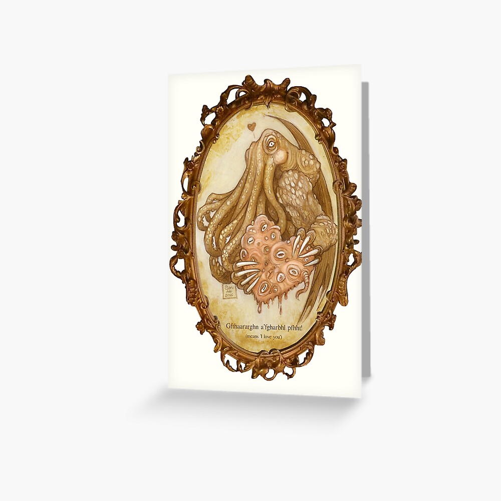 Cthulhu Valentine love, with text Greeting Card