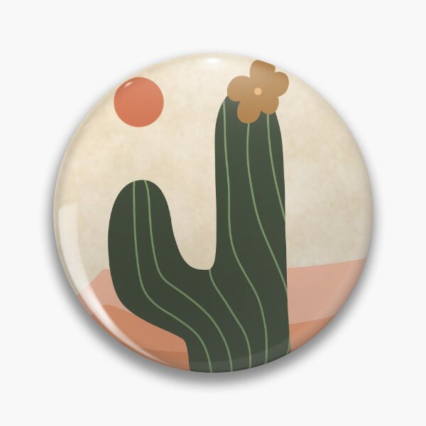 Item preview, Minimalist Boho desert flowering cactus round sticker designed and sold by DozyJov.