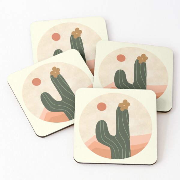 Item preview, Minimalist Boho desert flowering cactus round sticker designed and sold by DozyJov.