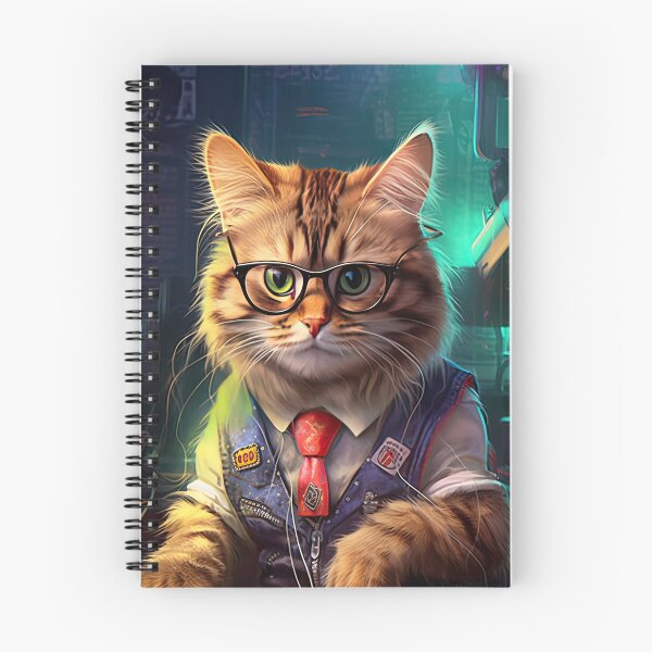 Item preview, A nerdy cat wearing goggles wearing a jeans vest with a tie next to a computer keyboard,cat, animals, cap, cartoon, beautiful, cute, personification, kittencat, kittenkitty designed and sold by Hermossa-Art.