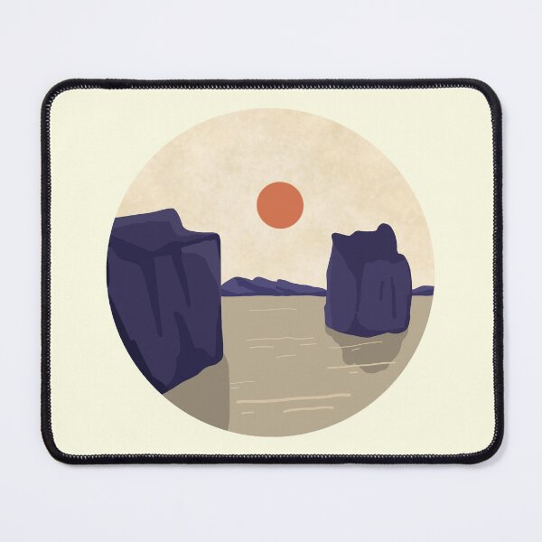 Item preview, Minimalist sky and sea over rock formations round sticker designed and sold by DozyJov.