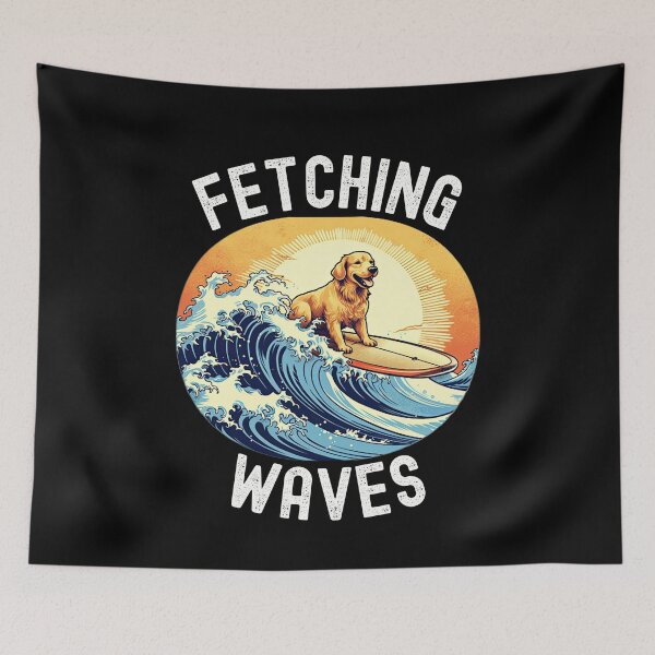 Item preview, Fetching Waves : A retriever riding a surfboard designed and sold by TheTrendsDesk.