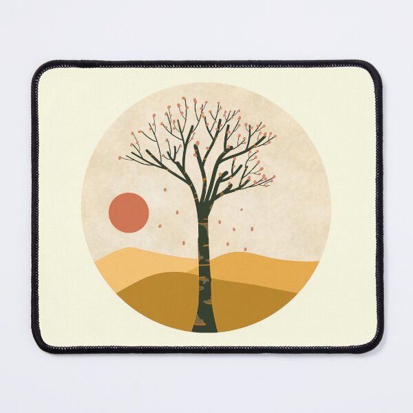 Item preview, Minimalist boho tree with falling petals on a desert sticker designed and sold by DozyJov.