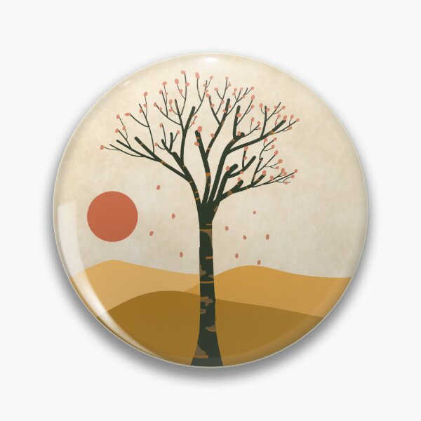 Item preview, Minimalist boho tree with falling petals on a desert sticker designed and sold by DozyJov.