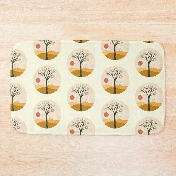 Item preview, Minimalist boho tree with falling petals on a desert sticker designed and sold by DozyJov.