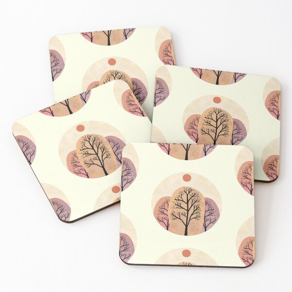 Item preview, Minimalist boho multicolor autumn tree on a sunset sticker designed and sold by DozyJov.